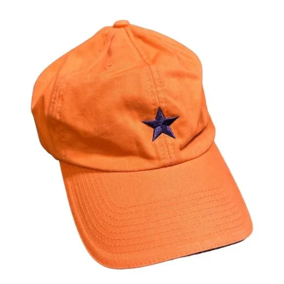 Shanghai Tang Orange Purple StarEmbroidered Logo Strapback Hat Cap